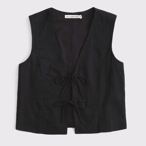 A&F NWOT Tie-Front Linen-Blend Vest XS